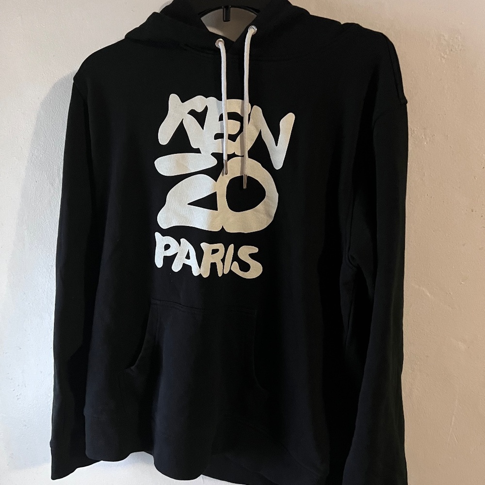 KENZO "KANJI Logo" Printed Hoodie Black XL *EXCELLENT CONDITION*